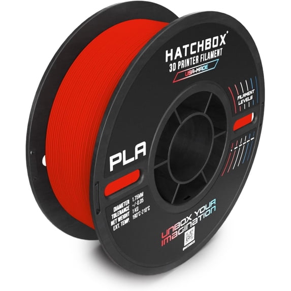 HATCHBOX PLA MAX Neon Red 3D Printer Filament Made in the USA, 1.75mm Diameter 1 KG Spool, USA Made 3D Printing Filament