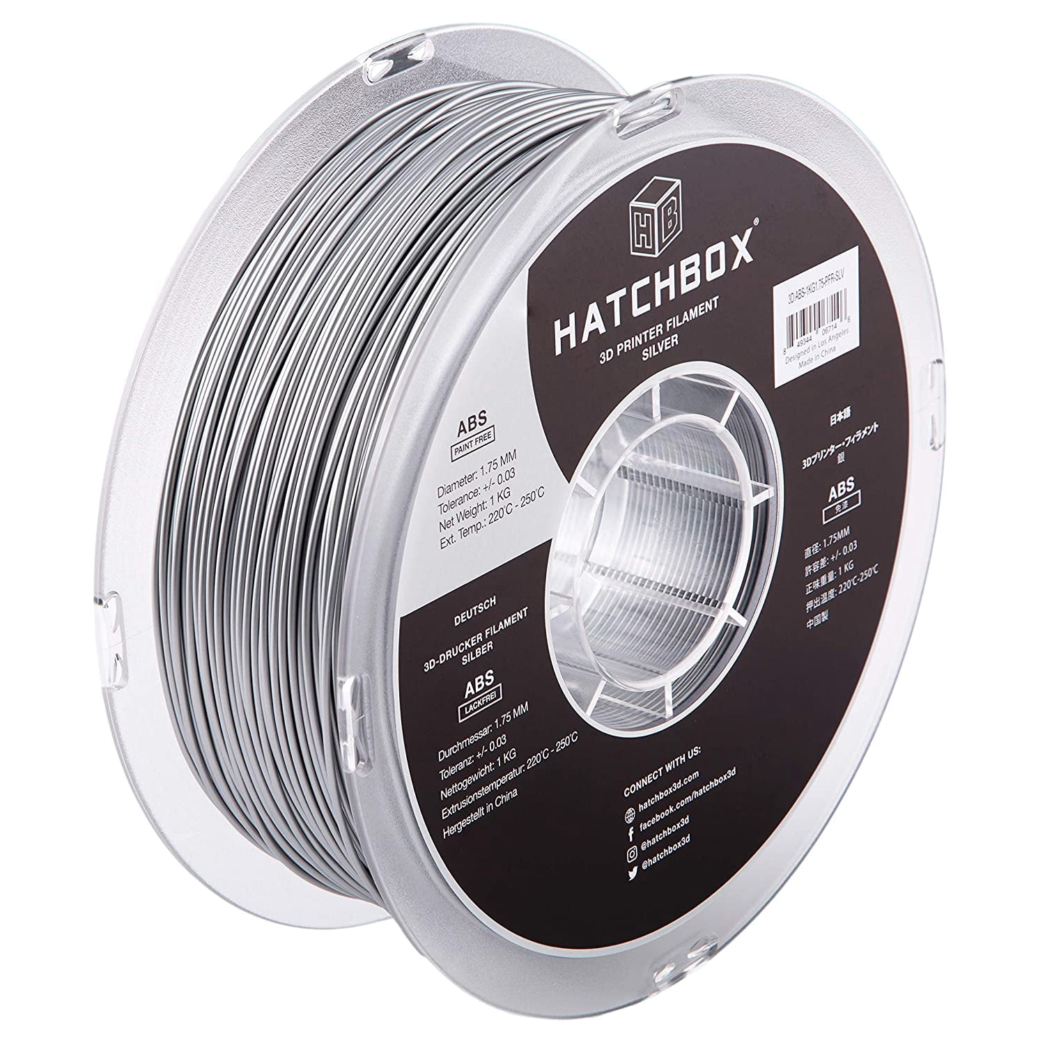 HATCHBOX Paint-Free ABS 3D Printer Filament, Dimensional Accuracy +/- 0 ...
