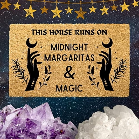 This House Runs On Midnight Margaritas and Magic Practical Magic Welcome Mat Non Slip Floor Mat for Home Bathroom Kitchen Entrance 16X24 inch