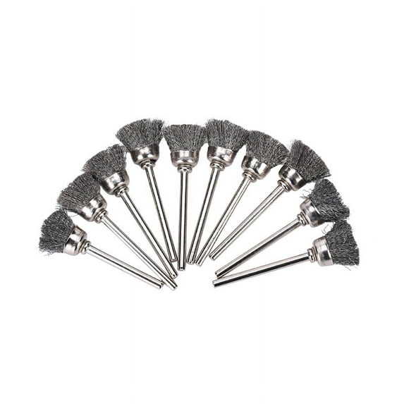 HATISS 10PCS Stainless Steel Wire Cup Mini Brush Fits Dremel Rotary Tool Accessory 13mm