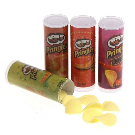 HATISS 4Pcs/set 1:12 Dollhouse Miniature Food Potato Chips Bottles Dolls Kitchen Food