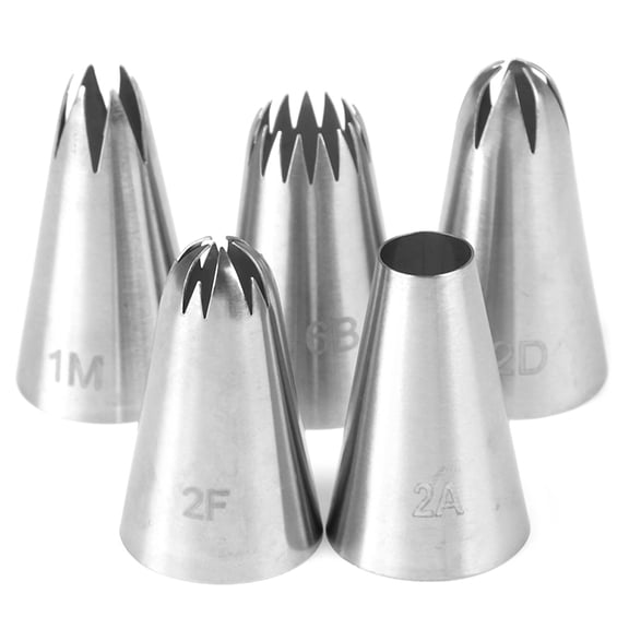 HATISS 5 PCs Stainless Steel Icing Piping Pastry Nozzles Cupcake Cream Making Set