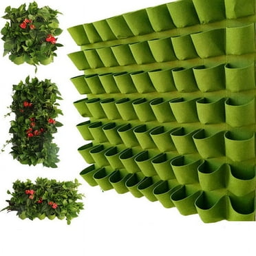 HATISS Green Vertical Hanging Garden Planter with Flower Pots Bag for Wall Mount, Green