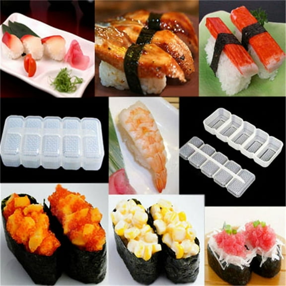 HATISS Japan Nigiri Sushi Mold Rice Ball 5 Rolls Maker Non Stick Press Bento Tools