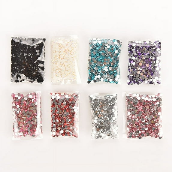 HATISS Lots 1000Pcs Rhinestone Facets Flatback Crystal Round Beads Nail Art DIY 4mm New