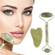 HATISS Roller and Gua Sha Tools by Natural Jade Scraper Massager with Stones for Face