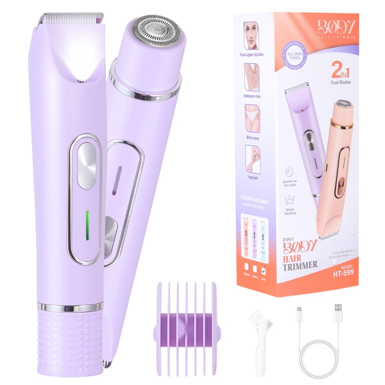 HATTEKER 2-in-1 Women's Trimmer & Lady Shaver, Dual-Head Design