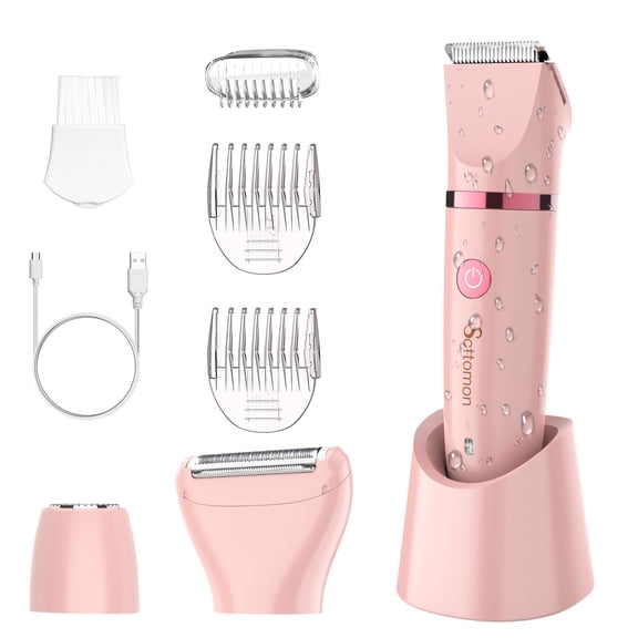 HATTEKER 3-in-1 Lady Shaver for Women Painless Razor, Bikini Trimmer, Facial Hair Removal, Body Trimmer for Face, Legs, Underarm IPX7 Waterproof