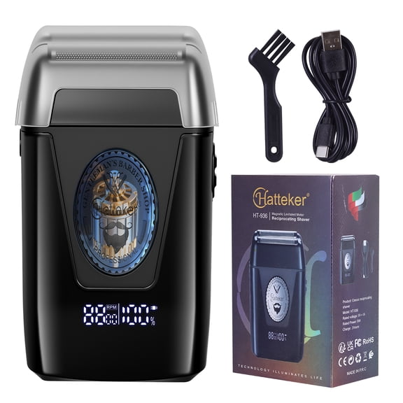 HATTEKER Men's Foil Shaver with LED Display, Magnetic Levitation Motor, Cordless Electric Razor for Bald Head & Face, Wet/Dry Rechargeable Grooming Tool
