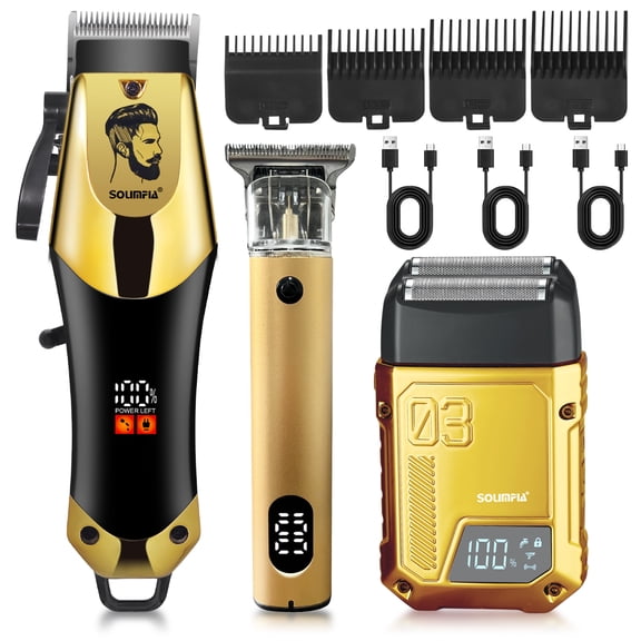 HATTEKER Professional Hair Clipper Kit 3-in-1 Hair Trimmer, Shaver & Detailer with Digital Display