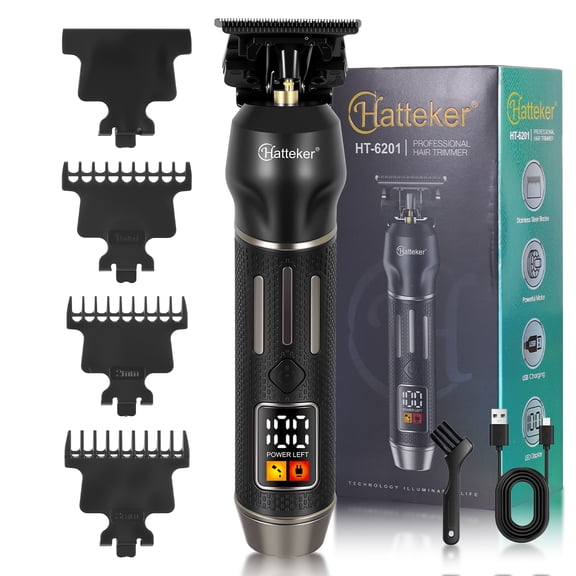 HATTEKER Professional Hair Clipper for Men - Electric Hair Trimmer with T-Blade, USB Rechargeable, for Fades, Buzz Cuts & Grooming