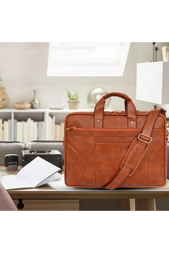 Men's Waterproof Messenger Bag Brown Artificial Leather