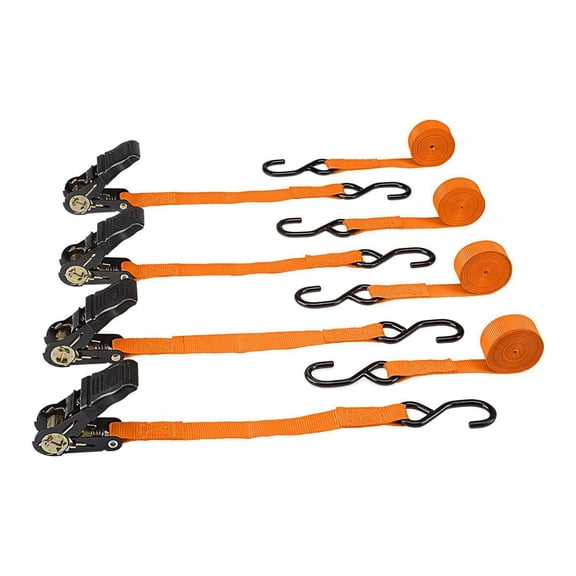 HAUL-MASTER 400 lb. Capacity, 1 in. x 15 ft. Ratcheting Tie Downs, 4-Pack