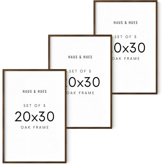 HAUS AND HUES 20x30 Picture Frames - Set of 3 Poster Frames 20x30, 20x30 Inch Frames, Poster Frames 20 X 30 Inches, Picture Frames 20x30, 20x30 Frames, 20 X 30 Frames (Walnut Framed)