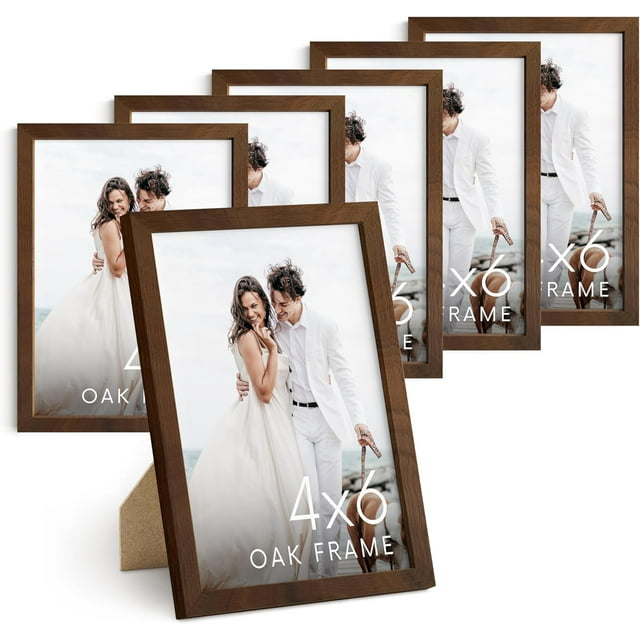 HAUS AND HUES 4x6 Picture Frame Set of 6 Walnut Gallery Wall Frames