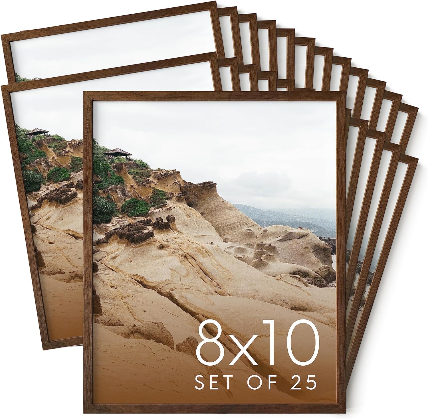 HAUS AND HUES 8x10 Walnut Oak Wood Picture Frames Set of 25 Premium HAUS AND HUES 8x10 Walnut Oak Wood Picture Frames Set of 25 Premium