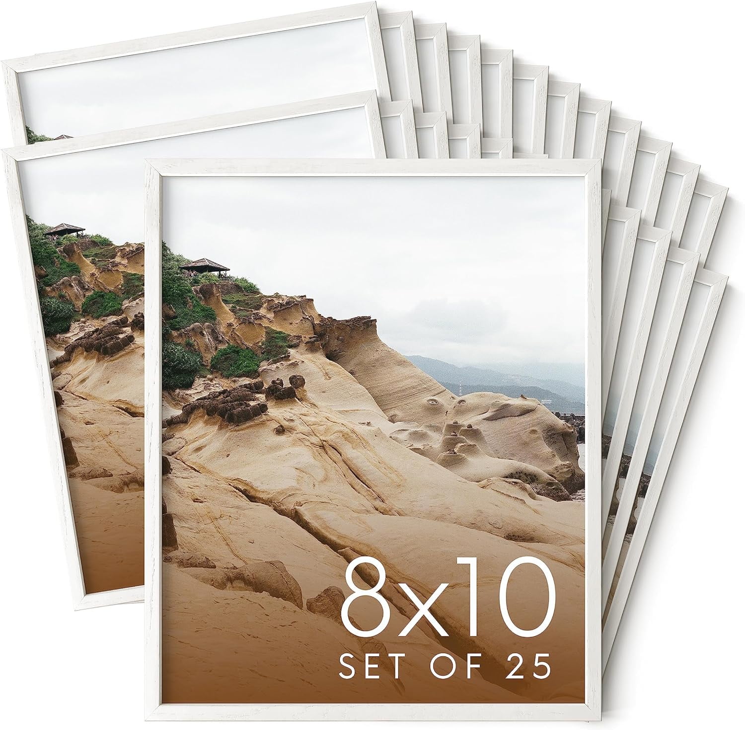 HAUS AND HUES 8x10 White Oak Wood Picture Frames Set of 25 Premium