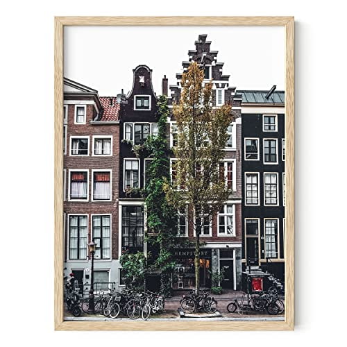 Amsterdam Street Framed Canvas Skyline Print 16x12