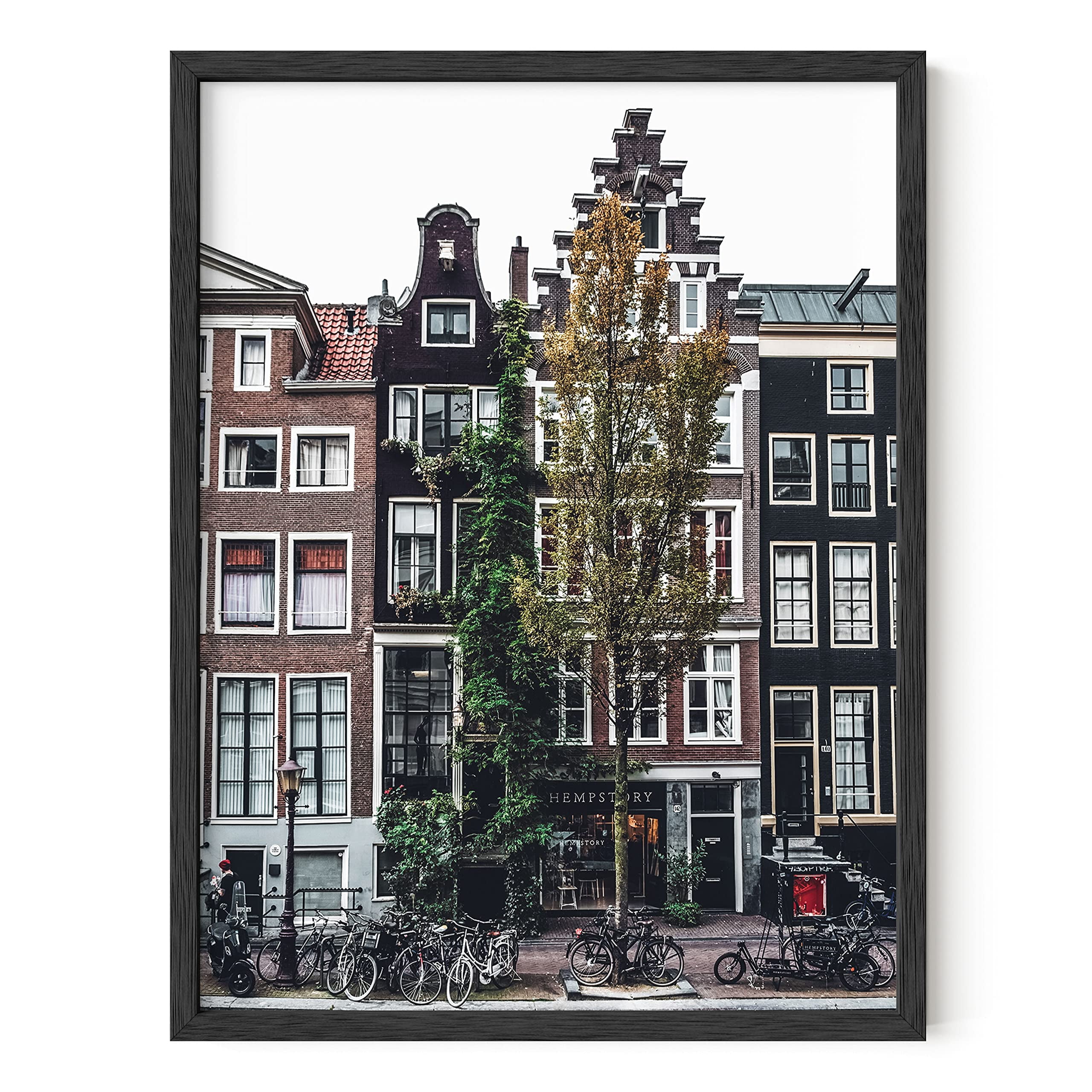 Amsterdam Street Framed Canvas Skyline Print 16x12