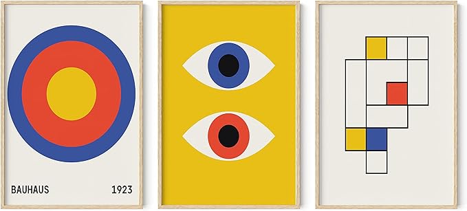 HAUS AND HUES Bauhaus Poster Art - Set of 3 Modern Abstract Wall Art ...