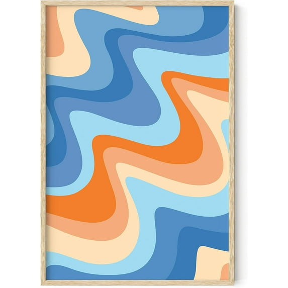 HAUS AND HUES Beach Pictures Wall Art - Abstract Art Wall Decor, Colorful Abstract Wall Art, Abstract Wall Art Orange, Artwork Ocean Poster, Beach Wall Decor, Tropical Wall Art (24x36, Framed Beige)