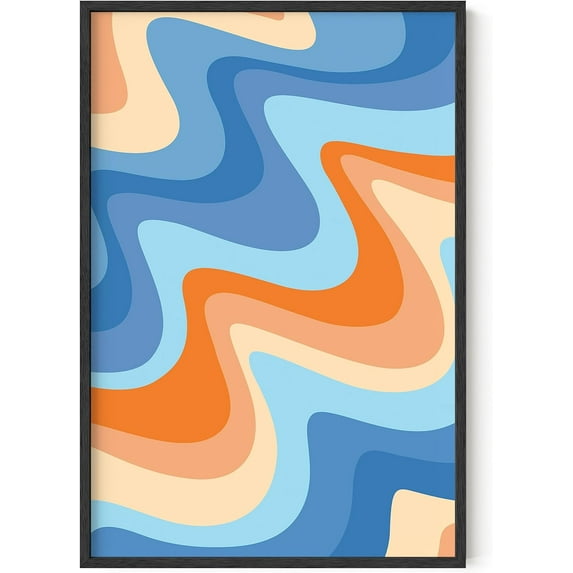 HAUS AND HUES Beach Pictures Wall Art - Abstract Art Wall Decor, Colorful Abstract Wall Art, Abstract Wall Art Orange, Artwork Ocean Poster, Beach Wall Decor, Tropical Wall Art (24x36, Framed Black)