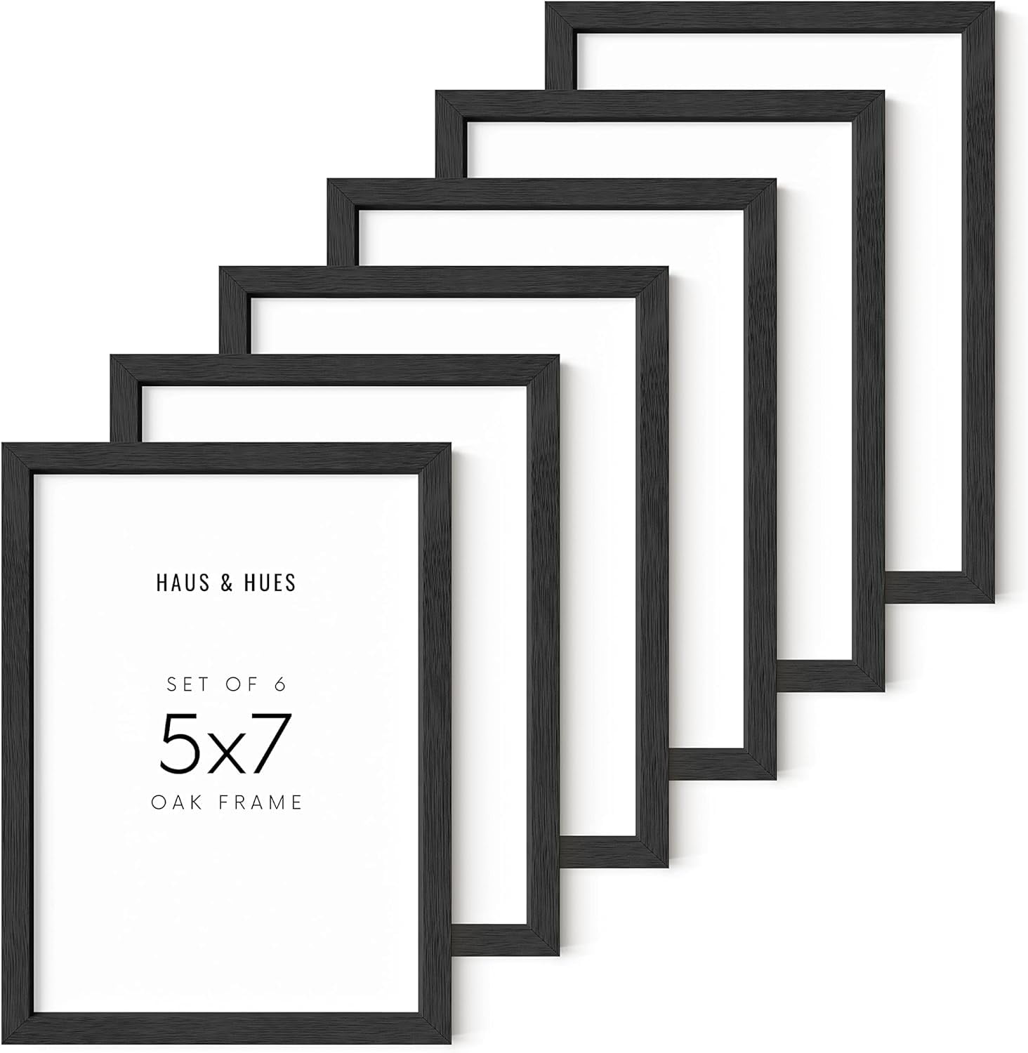 HAUS AND HUES Black Picture Frames 5x7 Set of 6 5x7 Frames for Pictures, Collage Photo frames