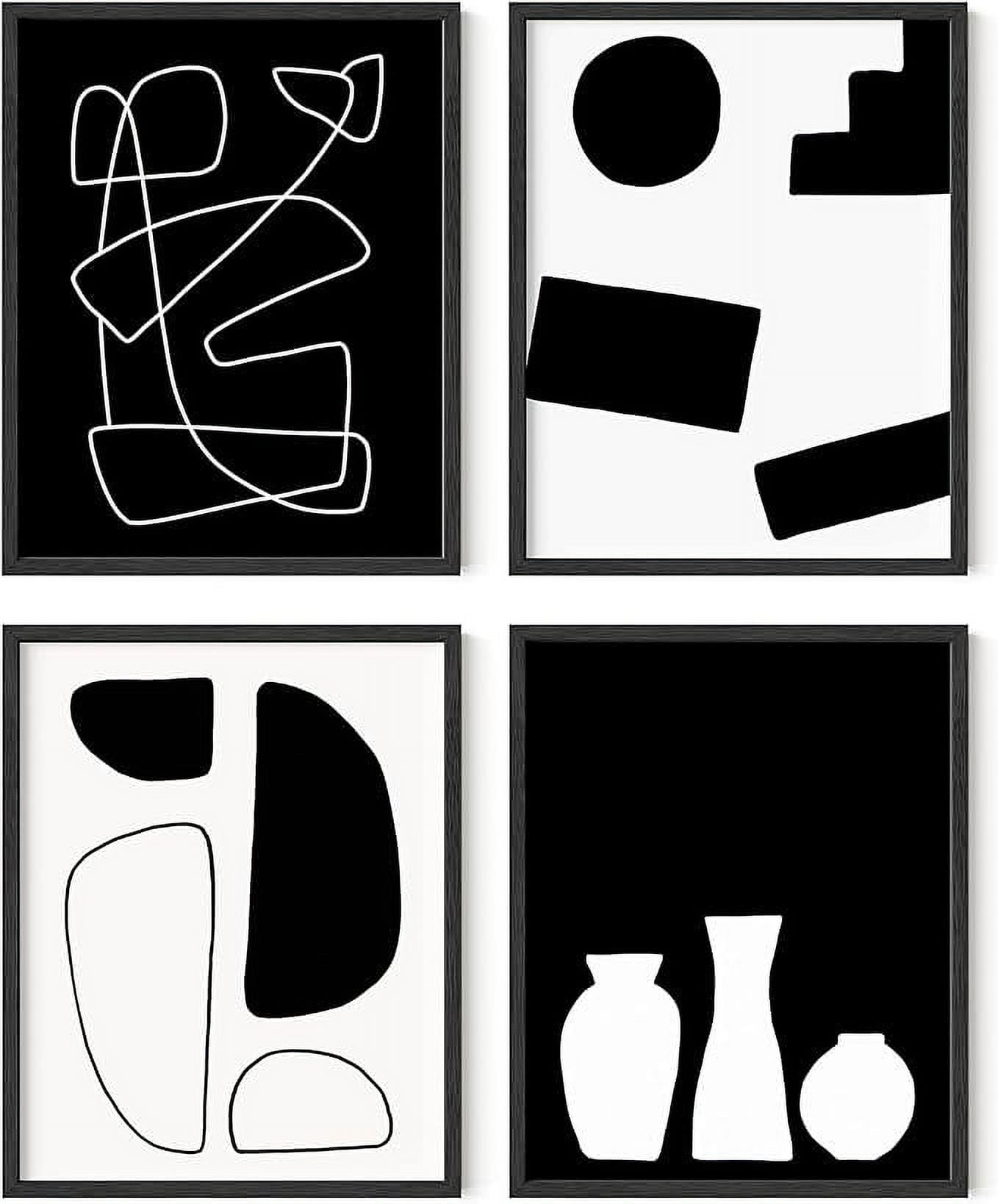 Black and White Abstract Geometric Wall Art Set