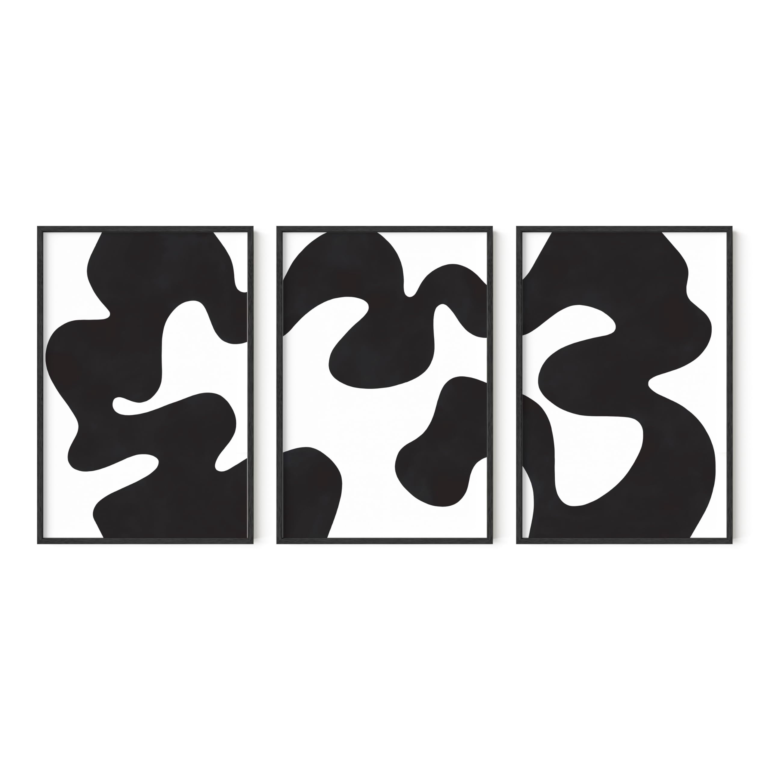 HAUS AND HUES Black and White Wall Art Set of 3 Abstract Art Large