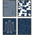 HAUS AND HUES Blue Wall Art Set of 4 Navy Blue Wall Art, Navy Wall