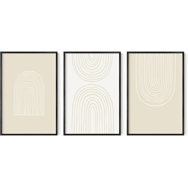 HAUS AND HUES Bohemian Wall Art Set of 3 Boho Prints Wall Art, Beige