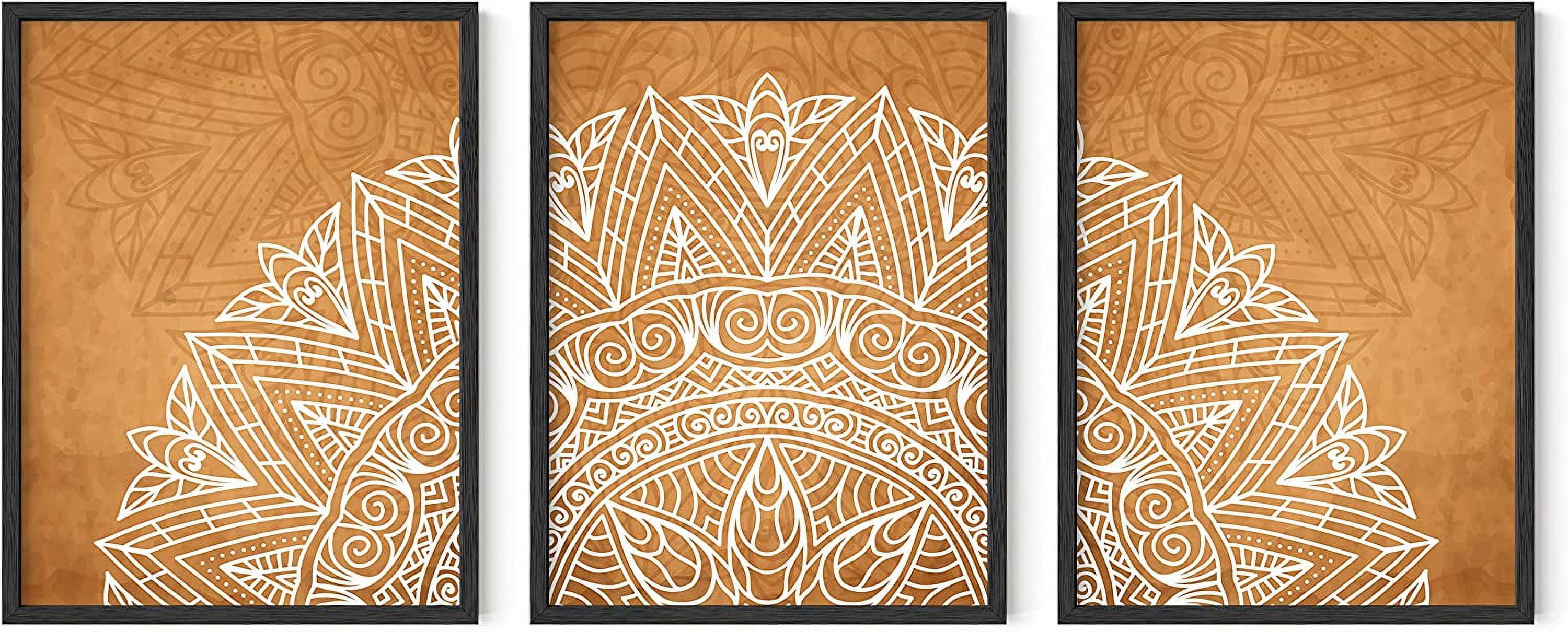 Tan Mandala Bohemian Canvas Wall Art Set