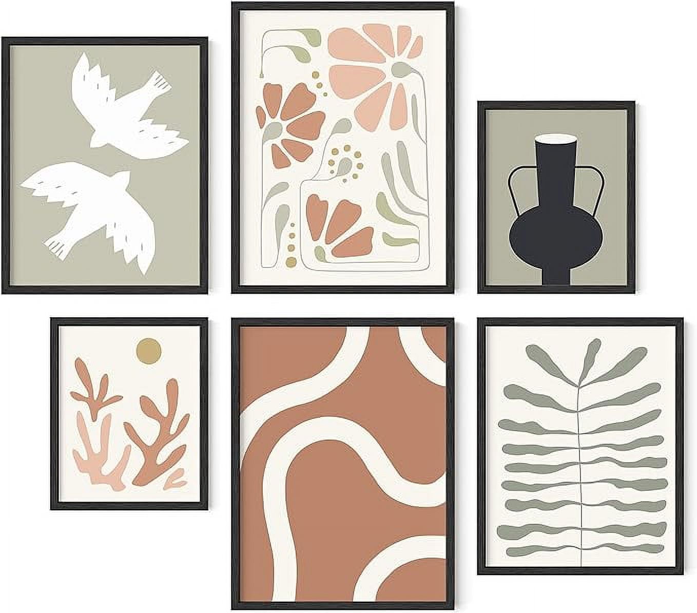 HAUS AND HUES Boho Pictures Framed, Mid Century Modern, Neutral