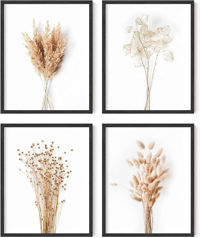 Set of 4 Black Framed Botanical Floral Prints