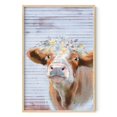 thumbnail image 1 of HAUS AND HUES Framed Cow Pictures Wall Decor Farmhouse - Cow Wall Art, Farmhouse Framed Wall Decor, Cow and Flowers Print for Kitchen and Nursery, Flower Cow Art Print Individual (Framed Beige 24x36), 1 of 6
