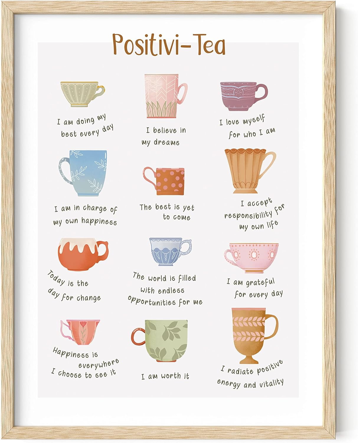 Positivi-Tea Beige Framed Motivational Quote Poster 12x16