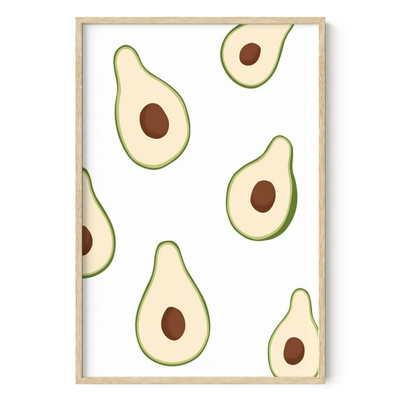 HAUS AND HUES Fruit Art Avocado Poster Fruit Wall Art Kitchen Artwork for Wall Kitchen Fruit Wall Decor Wall Art for Kitchen Fruit Food Wall Art Kitchen Art Avocado Collage (Framed Beige, 24x36)