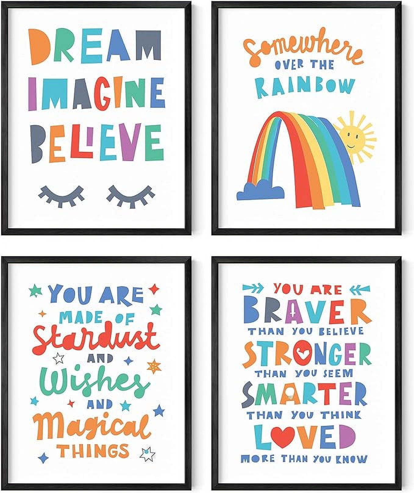 HAUS AND HUES Inspirational Quotes for Kids Wall Decor - Set of 4 Kids ...