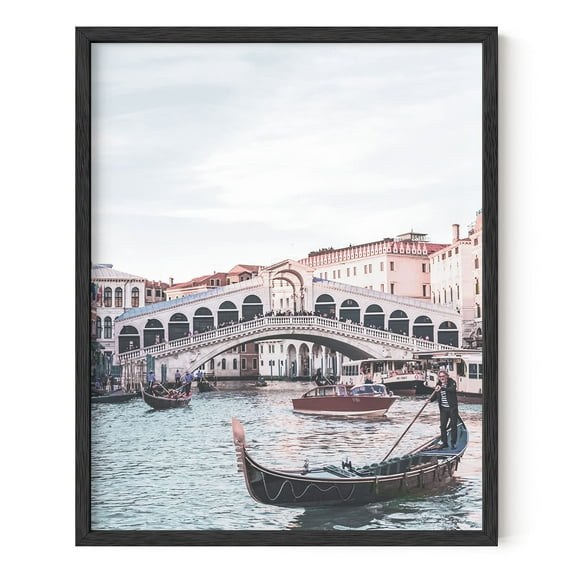 HAUS AND HUES Italy Poster Gondola Art Italy Prints Europe Wall Art Italy Wall Art Venice Wall Art Rome Wall Poster Wall Art of Italy Poster Italy Italy Wall Art Decor | BLACK FRAMED 16” x 20”
