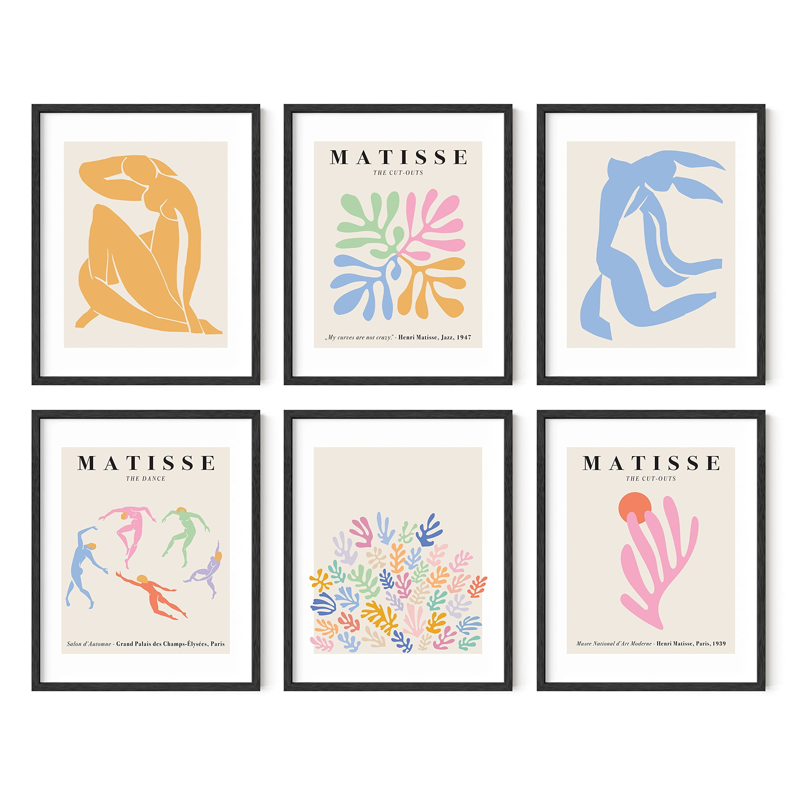 Matisse Pastel Abstract Art Set with Black Oak Frames