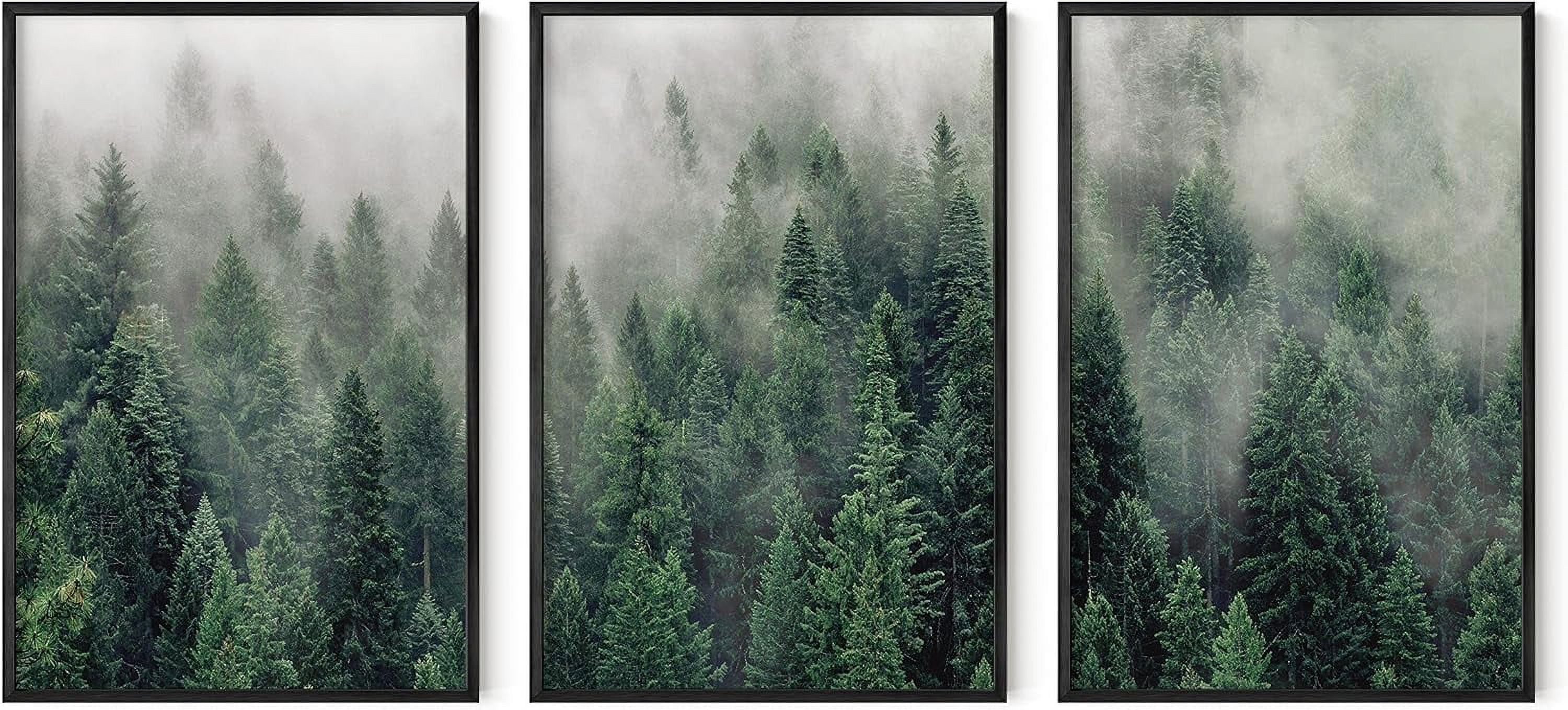 Misty Forest Landscape Poster in Foggy Green 8x10