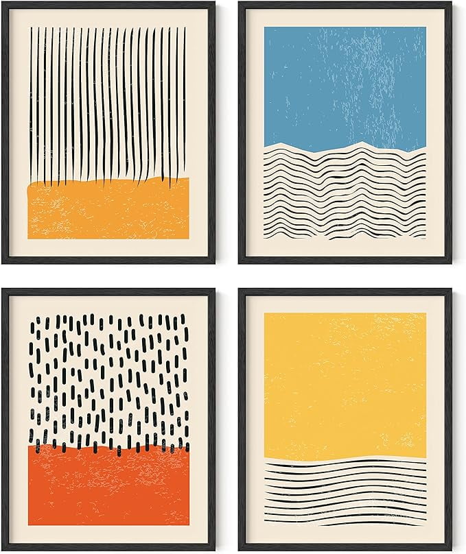 8x10 Black Framed Modern Abstract Geometric Wall Art Set