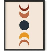 HAUS AND HUES Moon Phases Wall Art Boho Prints, Mid Century Modern Wall Art, Boho Posters and Prints, Moon Picture Wall Art, Mid Century Modern Print Colorful Moon Transition (Unframed 16x20)