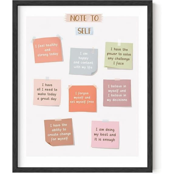 HAUS AND HUES Motivational Posters for Office - Inspirational Quotes Wall Art, Counselor Gifts, Self Love Affirmations, Positive Classroom, Mindfulness, Mental Health (16" x 20" Framed Black)