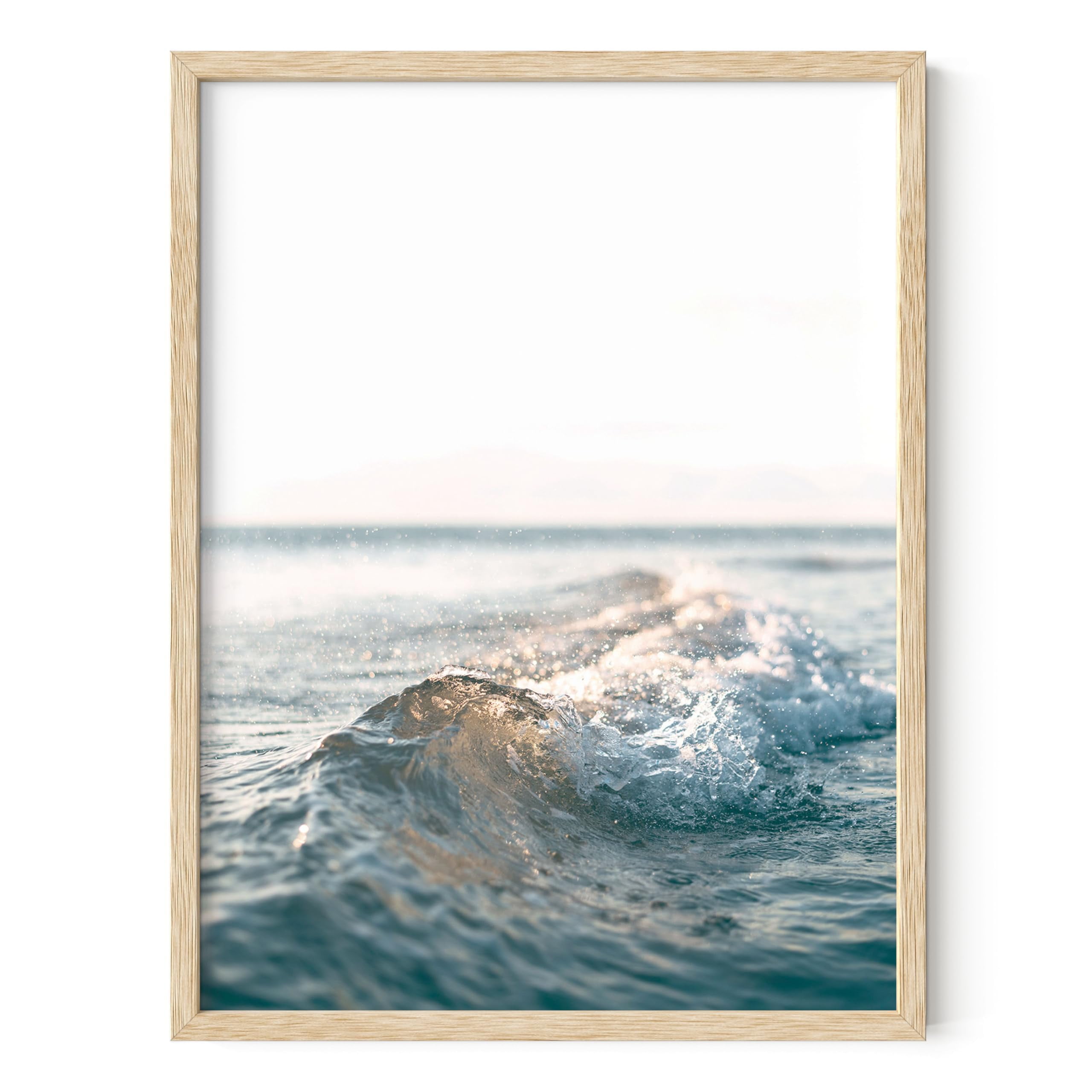 Framed Ocean Wave Poster for Kids Nursery 16" x 12"
