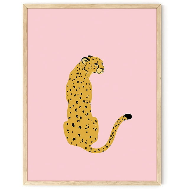 HAUS AND HUES Pink Framed Wall Art, Cheetah Print Wall Decor, Pink ...