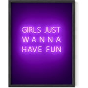 HAUS AND HUES Purple Pictures Wall Decor - Wall Art for Bedroom Aesthetic Purple, Neon Posters, Teen Girl Posters for Bedroom UNFRAMED 12" x 16" (Girls Just Wanna Have Fun)