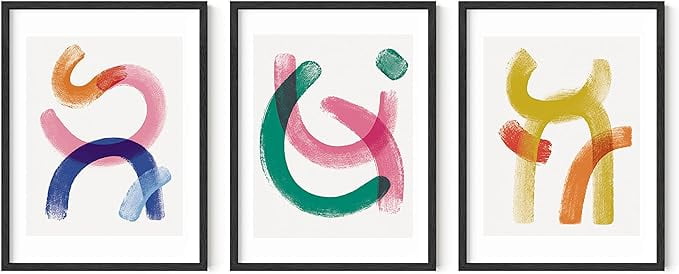 Bright Abstract 12x16 Unframed Modern Geometric Wall Art Set