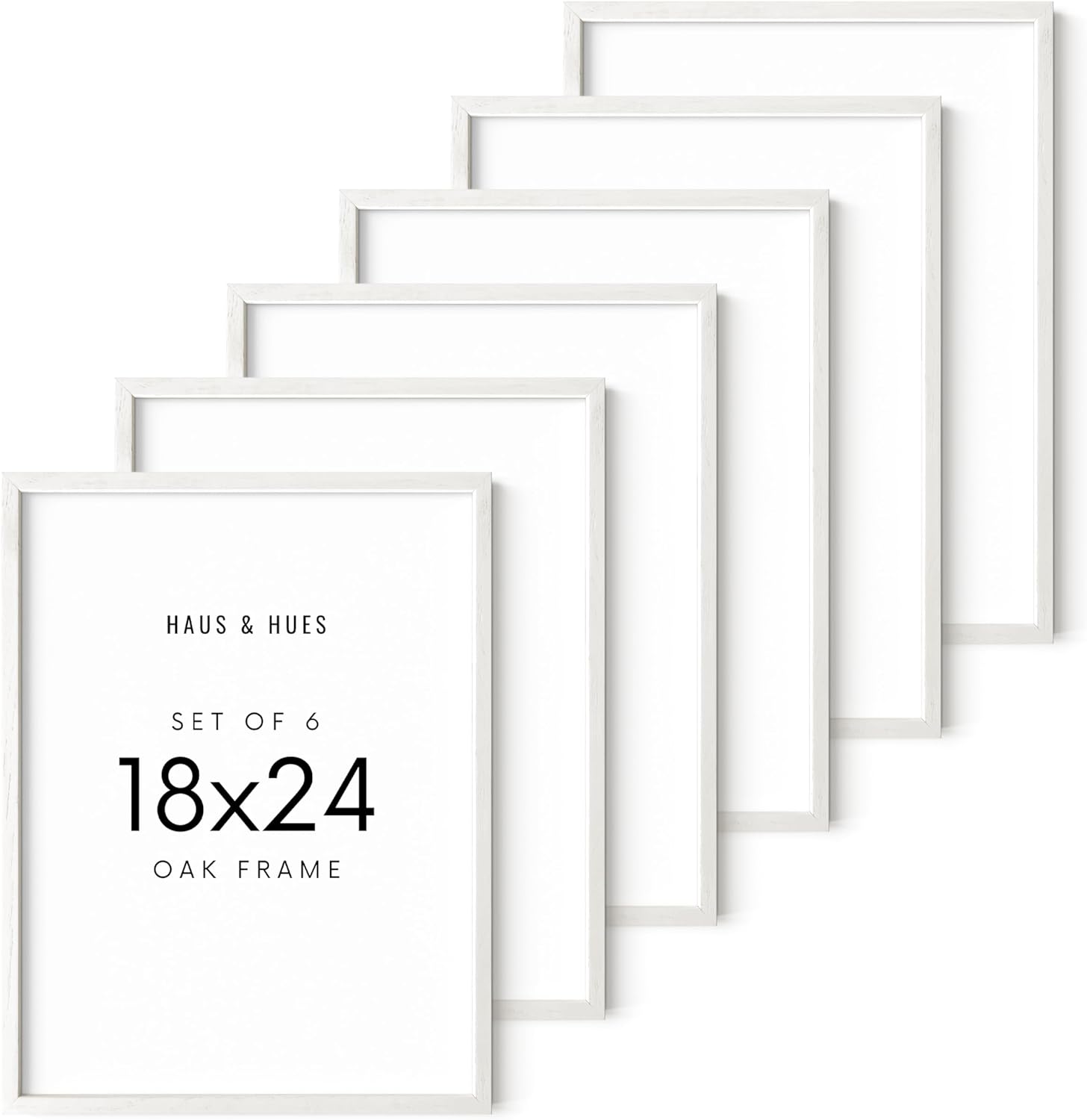HAUS AND HUES Set of 6 White Poster Frames 18 x 24 Natural Wood