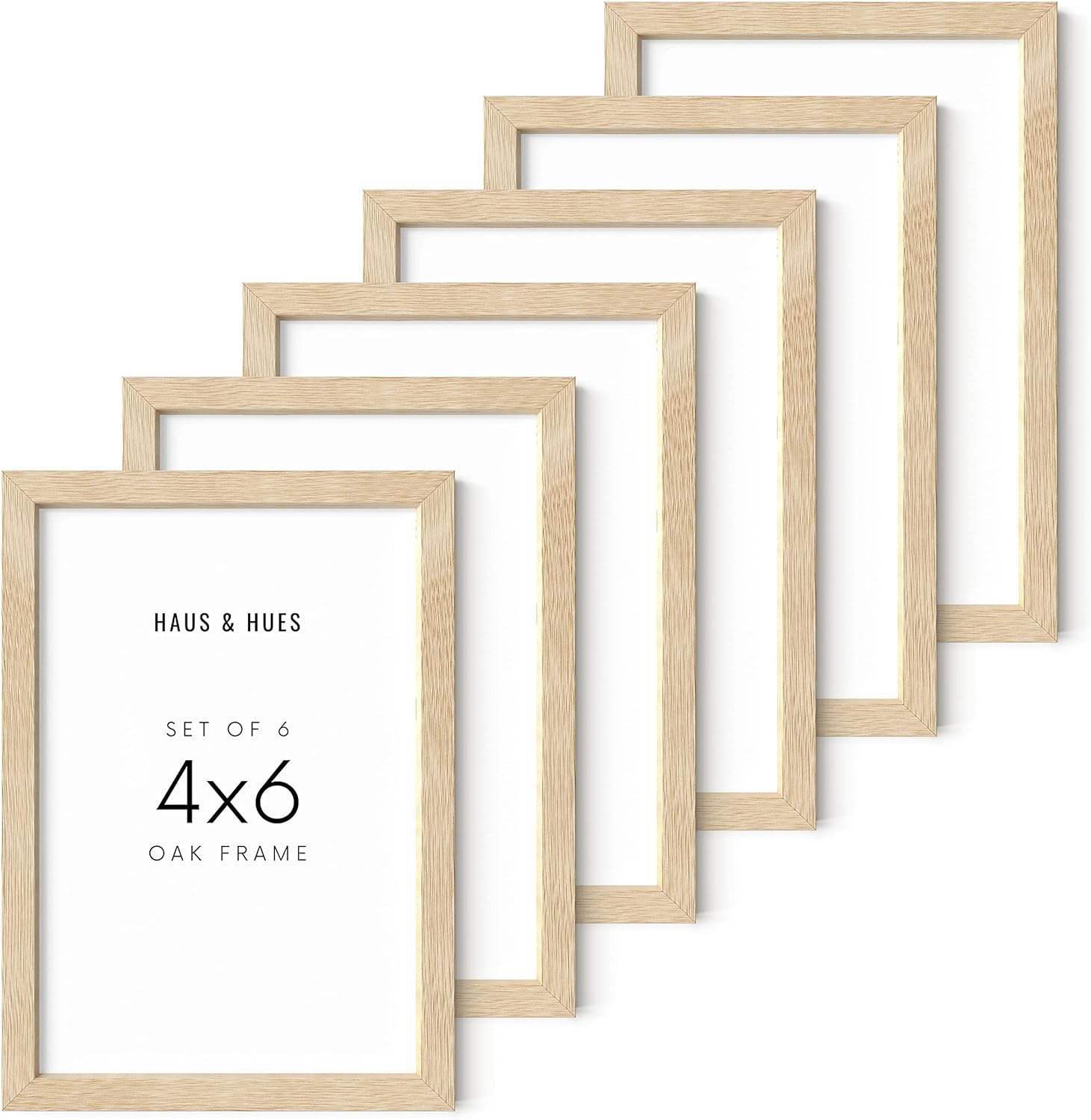 HAUS AND HUES Solid Oak 4x6 Picture Frame for Wall or Tabletop Set of 6